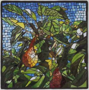 Glass mosaic of pears on pear tree