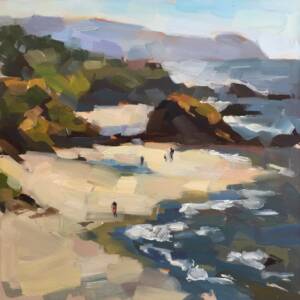 Oil painting of Seal rock, Oregon Coast on a bright day